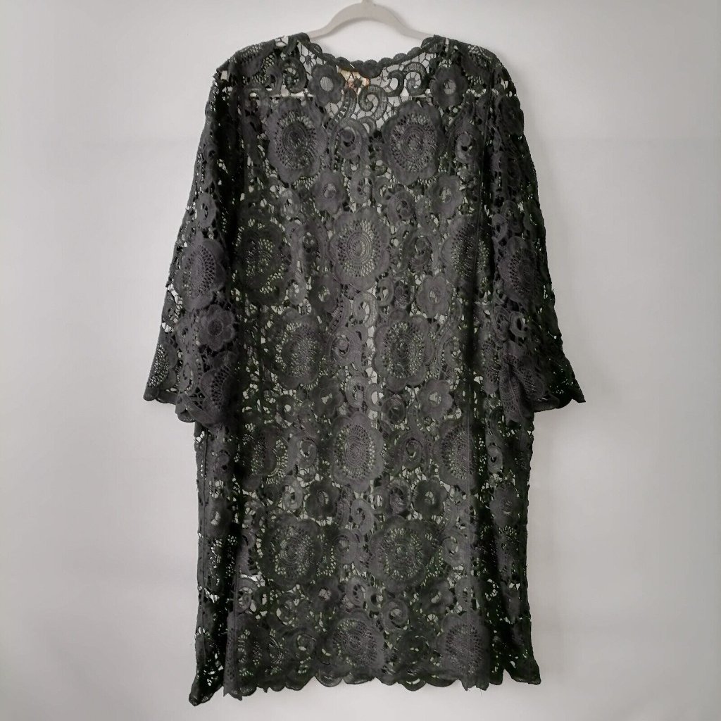 Nwt Pure West & Pure Vintage Womens Black Open Crochet Lace Cover Up Size Xl